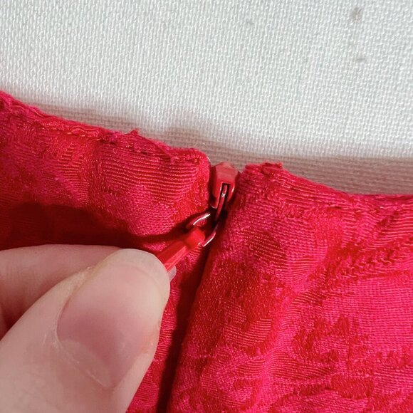 Vintage 90s Espirit Red Floral Print Mini Cocktail Dress Women's Size 13/14 - Picture 9 of 9